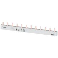 Pin busbar touch-safe, 10 mm2 2-phase, 214 mm long can be cut, with end caps