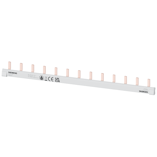 Pin busbar, 1-phase 10 mm&sup2;, 13 pins, insulation gray