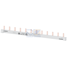 Pin busbar, 1-phase 10 mm2, 12 pins, Insulation gray can be cut, with end caps