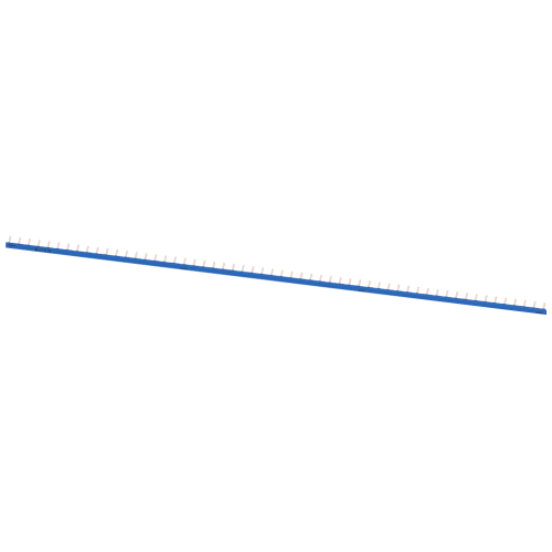 Pin busbar, 1-phase 10 mm2, 56 pins, Insulation blue can be cut, without end caps