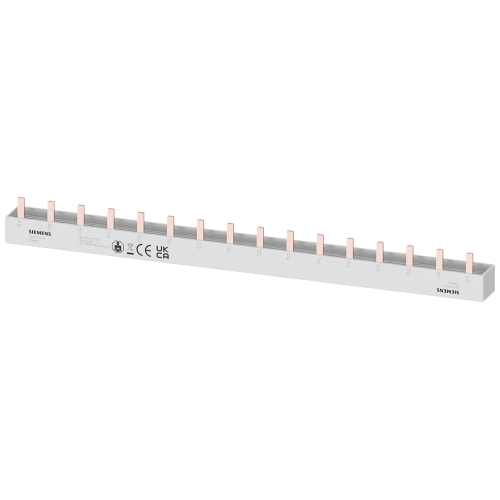 Pin busbar, 10 mm2 16 MW, 4-phase, can be cut FI 4P N right and 6 MCB 1P+N touch-safe with end caps