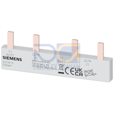 Pin busbar, 10 mm&sup2; connection: 2 x (2-phase+AS/FC) safe to touch