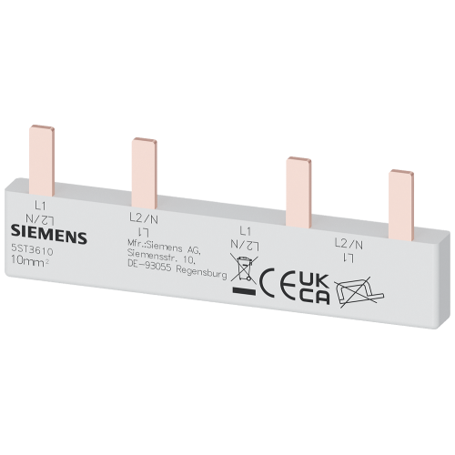 Pin busbar, 10 mm&sup2; connection: 2 x (2-phase+AS/FC) safe to touch