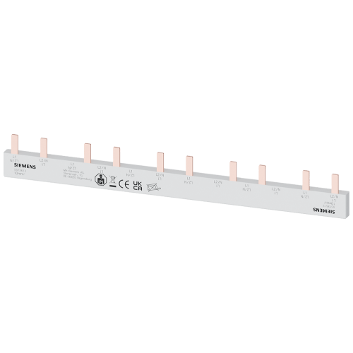 Pin busbar, 10 mm&sup2; connection: 5 x (2-phase+AS/FC) safe to touch