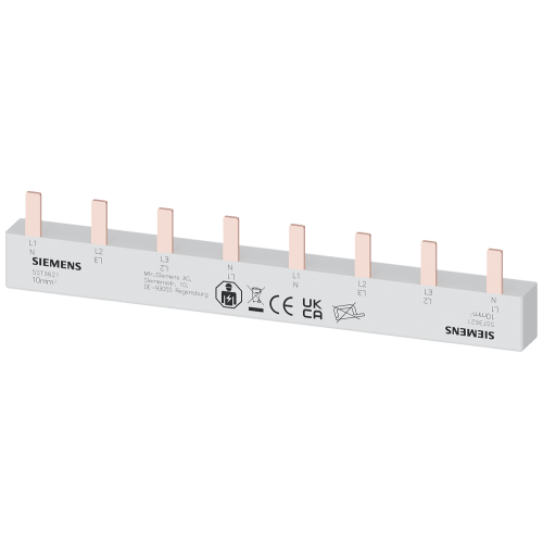 Pin busbar, 10 mm&sup2; connection: 2 x 4-phase safe to touch