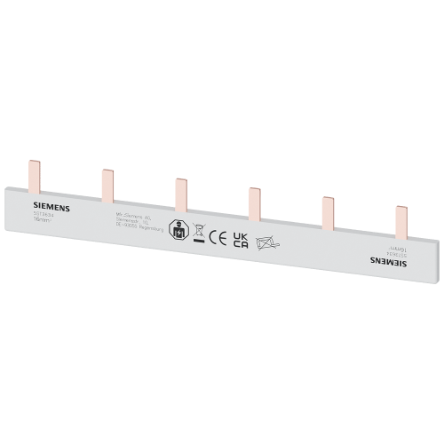 Pin busbar, 16 mm&sup2; connection: 6 x (1-phase+AS/FC) safe to touch