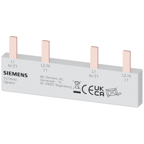 Pin busbar, 16 mm&sup2; connection: 2 x (2-phase+AS/FC) safe to touch