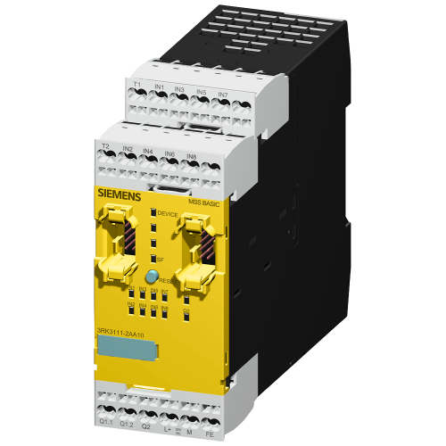 SIRIUS, central unit 3RK3 Basic for modular Safety system 3RK3 4/8 F-DI,1F-RO,1 F-DO,24 V DC paramet