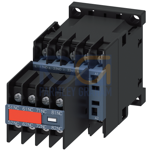 Contactor relay, 4 NO + 4 NC, 220 V AC, 50 Hz, 240 V, 60 Hz, Size S00, Ring cable lug connection, Captive auxiliary switch, for SUVA applications