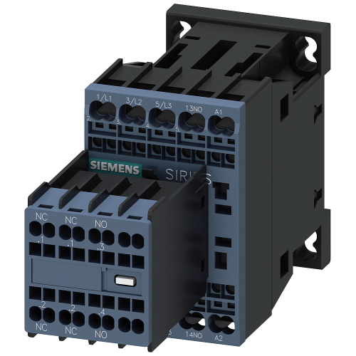 power contactor, AC-3 12 A, 5.5kW / 400 V 2 NO + 2 NC, 230 V AC 50 / 60 Hz, 3-pole Size S00, Spring-type terminal Removable auxiliary switch