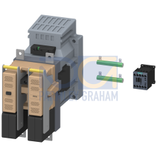 Contactor size12, 2-pole, DC-3 and 5, 400 A at 750 V auxiliary contacts 21 (2 NO + 1 NC)