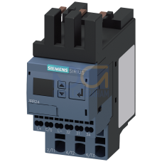 Current monitoring relay for IO-Link, can be mounted to Contactor, 3RT2, Size S0 Apparant/active current monitoring 4-40 A, 20-400 Hz, 3-phase Supply voltage 24 V DC 1 change-over contact Monitoring f