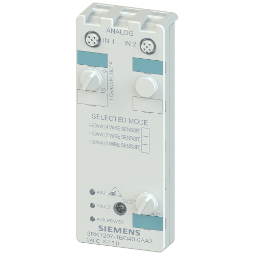 AS-I compact module, IP67 analog, number format S7 2x input (M12), 4-20 mA with coating