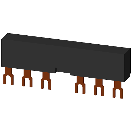 3-phase busbars Modular spacing 55 mm for 2 switches and accessories Fork shape connections