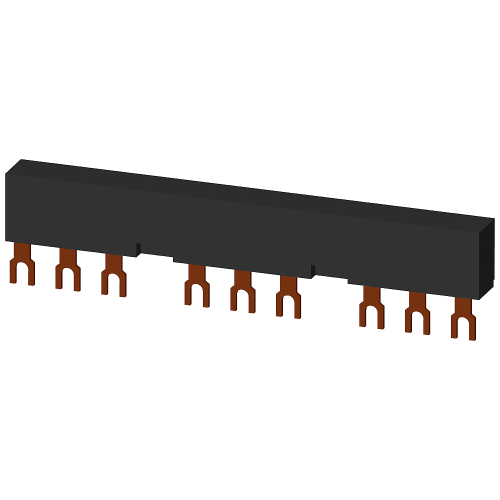 3-phase busbars Modular spacing 55 mm for 3 switches and accessories Fork shape connections