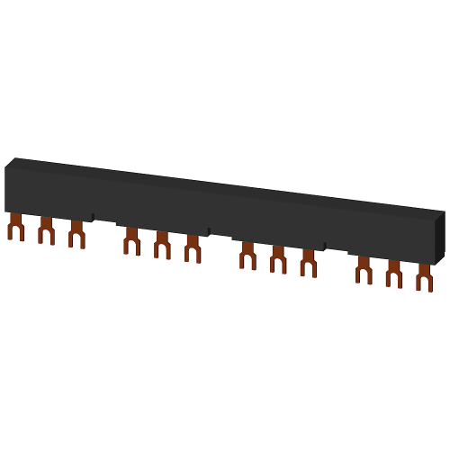 3-phase busbars Modular spacing 55 mm for 4 switches and accessories Fork shape connections