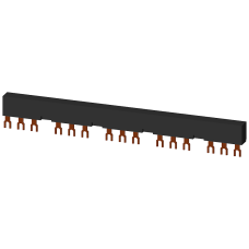 3-phase busbars Modular spacing 55 mm for 5 switches and accessories Fork shape connections