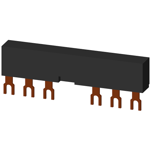 3-phase busbars Modular spacing 63 mm for 2 switches and accessories Fork shape connections