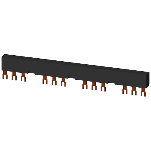 3-phase busbars Modular spacing 63 mm for 4 switches and accessories Fork shape connections