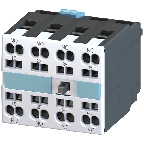 Auxiliary switch block 22U, 2 NO + 2 NC, EN 50005 spring-type terminal, for motor contactors, Size S