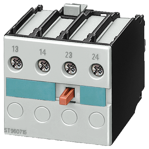 Auxiliary switch block 2 NC, EN 50005 2-pole, screw terminal, for motor contactors, cable entry at t