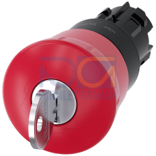 Emergency stop mushroom pushbutton, 22 mm, round, plastic, red, with RONIS lock