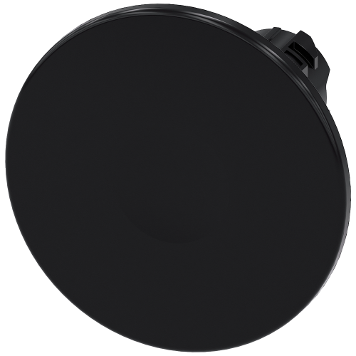 Mushroom pushbutton, 22 mm, round, plastic, black, 60 mm, momentary contact type, with laser labeling, inscription or symbol Customer-specific sele...