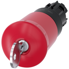 Emergency stop mushroom pushbutton, 22 mm, round, plastic, red, with Siemens lock