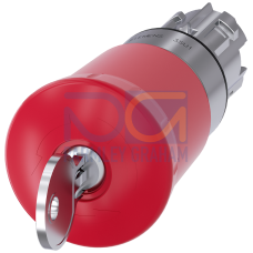 Emergency stop mushroom pushbutton, 22 mm, round, metal, shiny, red, with Siemens lock