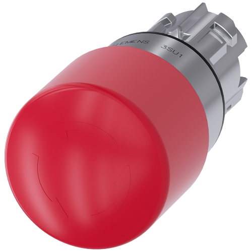Emergency stop mushroom pushbutton, 22 mm, round, metal, high gloss, red, 30 mm