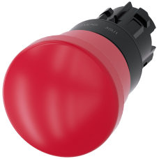 Emergency stop mushroom pushbutton, 22 mm, round, plastic, red