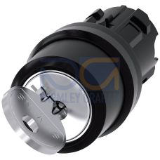 RONIS key-operated switch, 22 mm, round, plastic, lock number 455, with 2 keys, 2 switch positions O