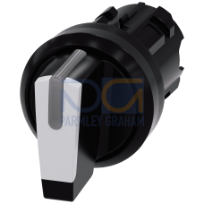 Selector switch, illuminable, 22 mm, round, plastic, white, selector switch, short, 3 switch positions I-O<II, left latching, right momentary c...