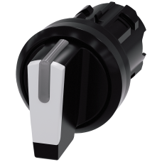 White - Plastic selector switch, can be illuminated, 3 positions I-0-II, latching
