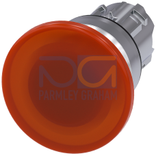 Illuminated mushroom pushbutton, 22 mm, round, metal, shiny, amber, 40 mm, momentary contact type