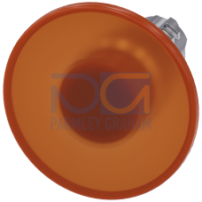 Illuminated mushroom pushbutton, 22 mm, round, metal, shiny, amber, 60 mm, momentary contact type