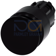 Mushroom pushbutton, 22 mm, round, plastic, black, 30 mm, latching, Pull-to-unlatch mechanism