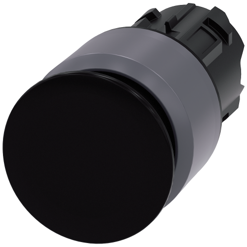 Mushroom pushbutton, 22 mm, round, plastic with metal front ring, black, 30 mm, latching, Pull-to-un