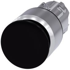 Mushroom pushbutton, 22 mm, round, metal, shiny, black, 30 mm, latching, Pull-to-unlatch mechanism