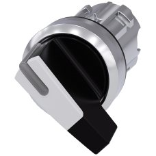 Selector switch, illuminable, 22 mm, round, metal, shiny, white, selector switch, long, 2 switch pos