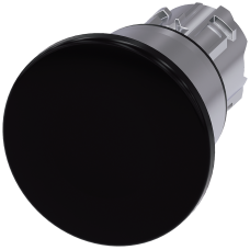 Mushroom pushbutton, 22 mm, round, metal, shiny, black, 40 mm, latching, Pull-to-unlatch mechanism