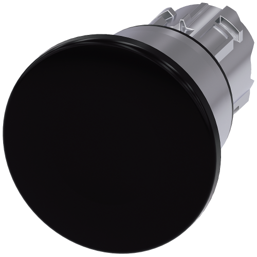 Mushroom pushbutton, 22 mm, round, metal, shiny, black, 40 mm, latching, Pull-to-unlatch mechanism