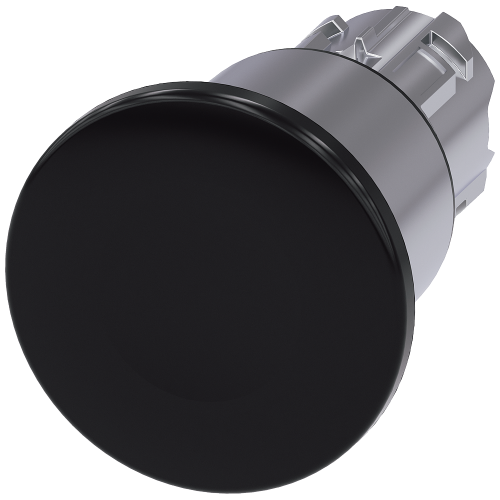 Mushroom pushbutton, 22 mm, round, metal, high gloss, black