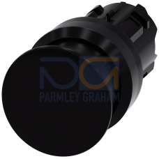 Mushroom pushbutton, 22 mm, round, plastic, black, 30 mm, momentary contact type