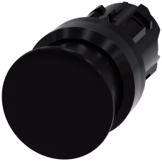 Mushroom pushbutton, 22 mm, round, plastic, black, 30 mm, momentary contact type