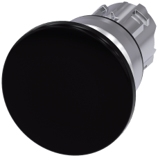 Mushroom pushbutton, 22 mm, round, metal, high gloss, black, 40 mm