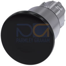 Mushroom pushbutton, 22 mm, round, metal, high gloss, black