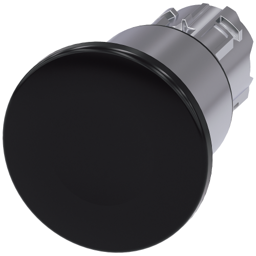 Mushroom pushbutton, 22 mm, round, metal, high gloss, black