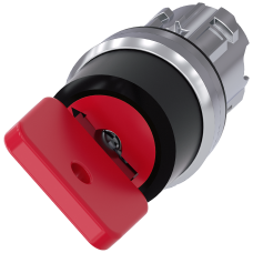 Key-operated switch O.M.R, 22 mm, round, metal, shiny, lock number 73037, red, with 2 keys, 2 switch