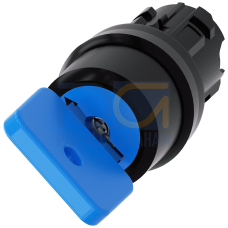Key-operated switch O.M.R, 22 mm, round, plastic, lock number 73038, blue, with 2 keys, 2 switch pos